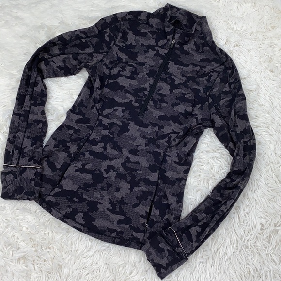 Lululemon Run Briskly 1/2 Zip Heritage Camo Jacquard Black Lunar Rock - Picture 2 of 11